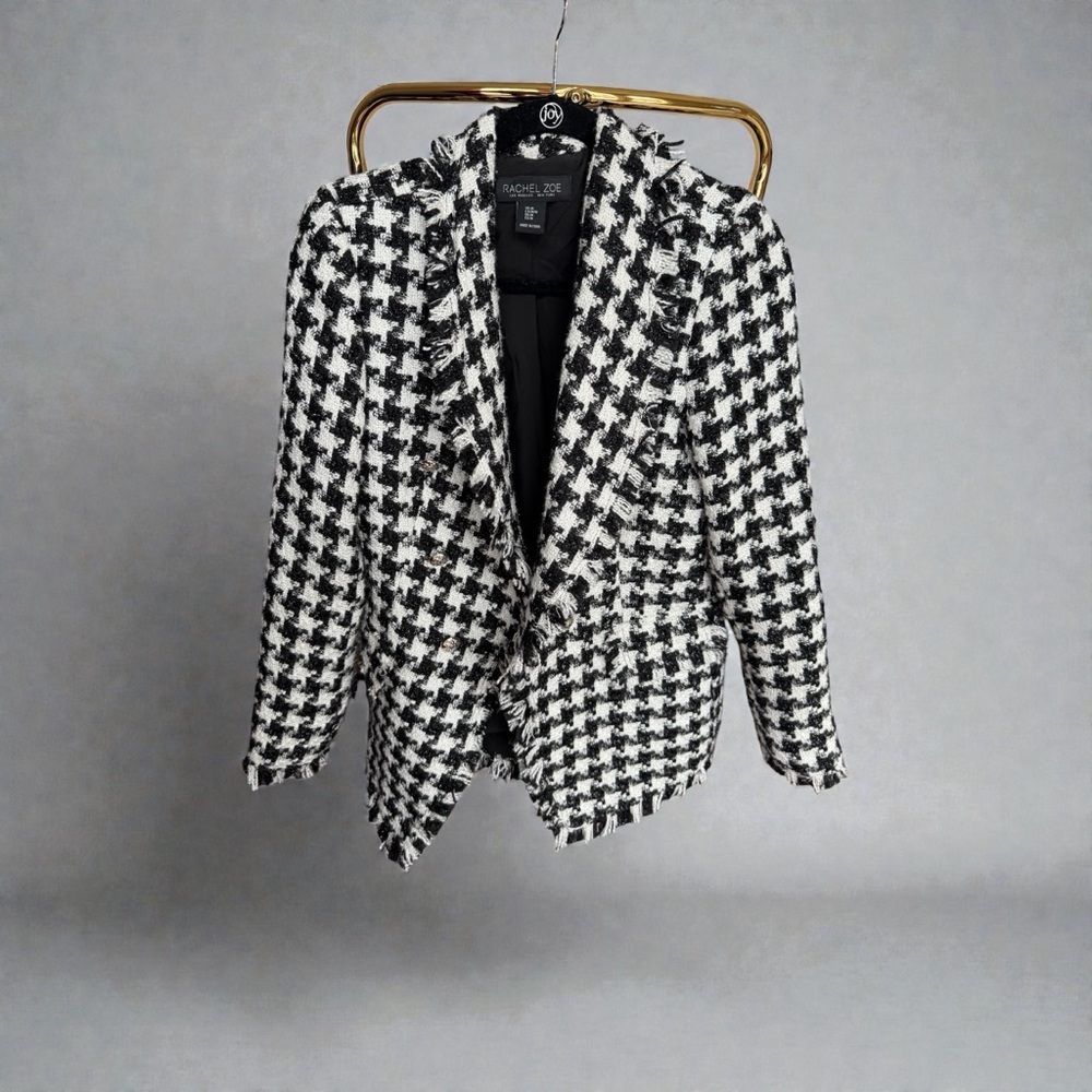 Rachel Zoe Black and White Houndstooth Blazer